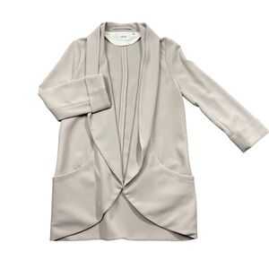 Aritzia Wilfred 0 Taupe‎ Blazer Silk Trim Pockets Polyester Blend
